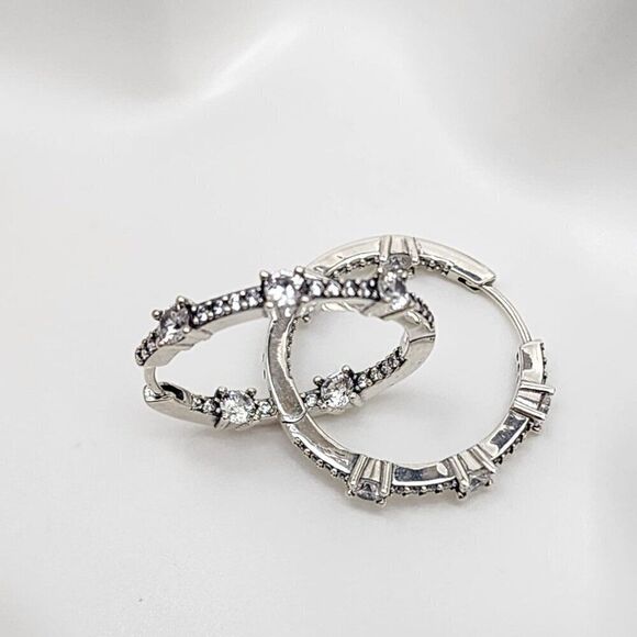 Pandora Sparkling Hoop Earrings - Picture 2 of 5